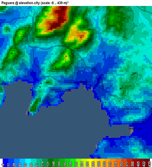 Peguera elevation map