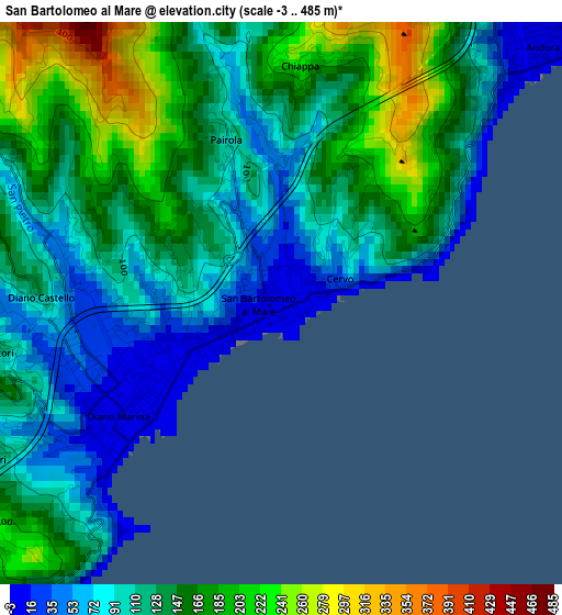 San Bartolomeo al Mare elevation map