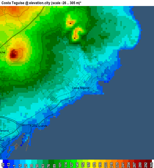 Costa Teguise elevation map