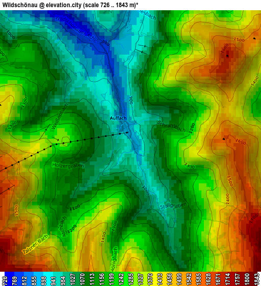 Wildschönau elevation map