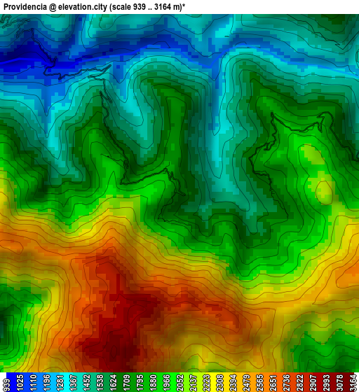 Providencia elevation map