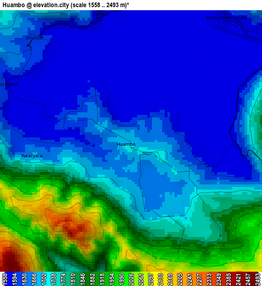 Huambo elevation map