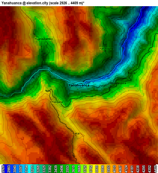 Yanahuanca elevation map