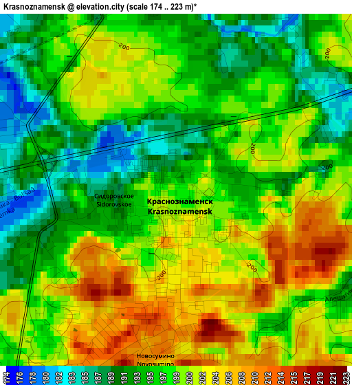 Krasnoznamensk elevation map