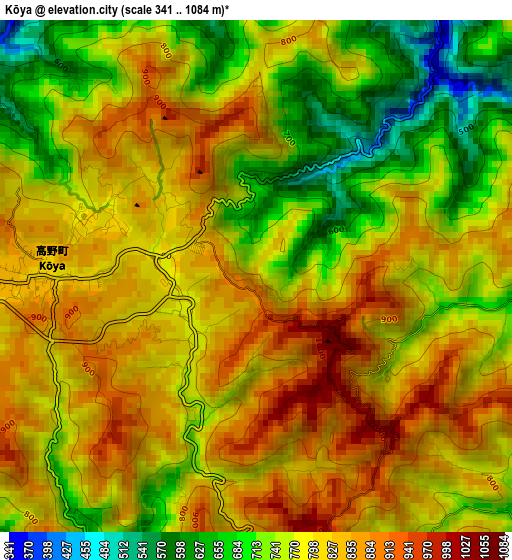 Kōya elevation map