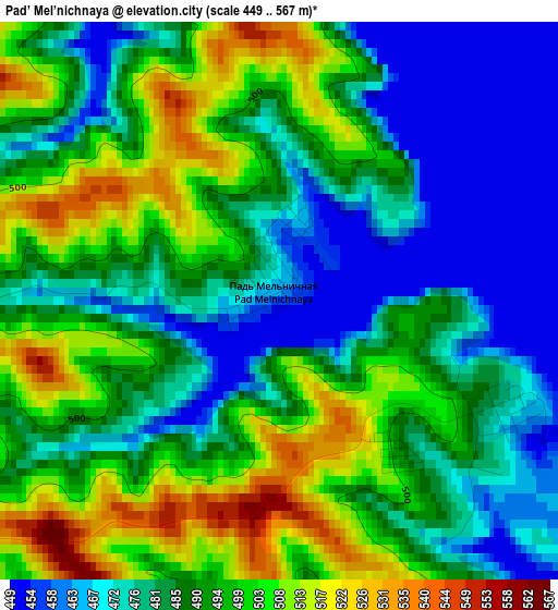 Pad’ Mel’nichnaya elevation map