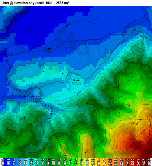 Urús elevation map