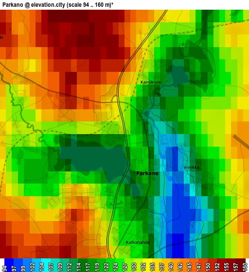 Parkano elevation map