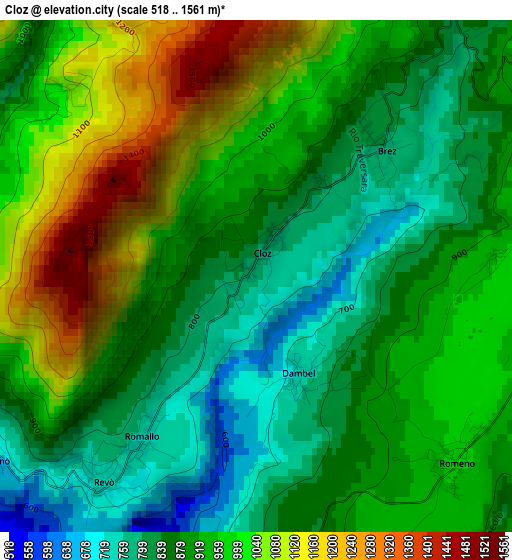 Cloz elevation map