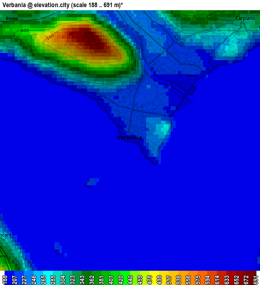 Verbania elevation map