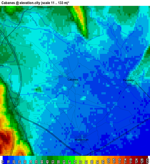 Cabanes elevation map