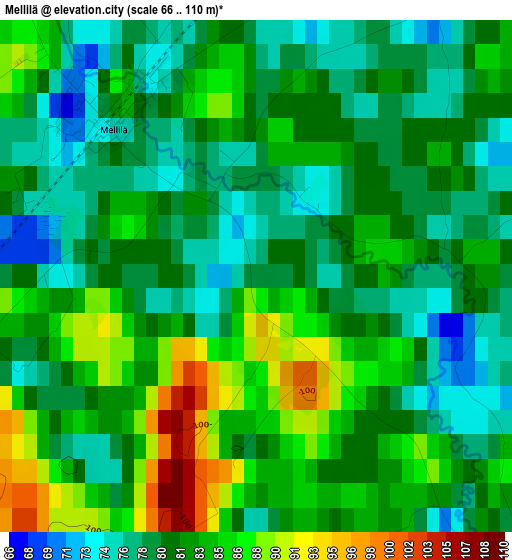 Mellilä elevation map