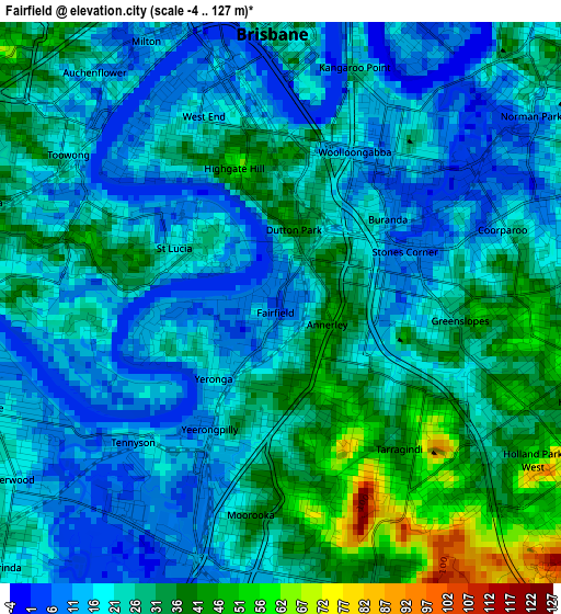 Fairfield elevation map