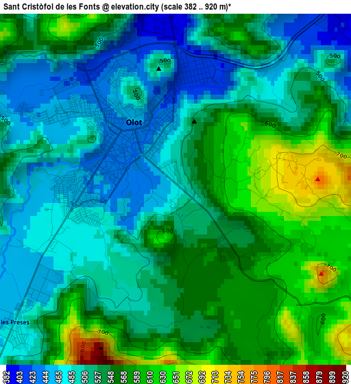 Sant Cristòfol de les Fonts elevation map