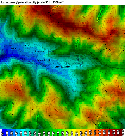 Lumezzane elevation map