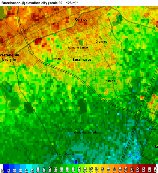 Buccinasco elevation map