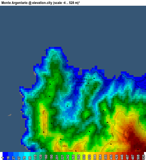 Monte Argentario elevation map