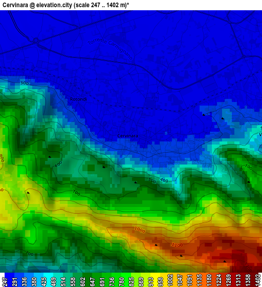 Cervinara elevation map