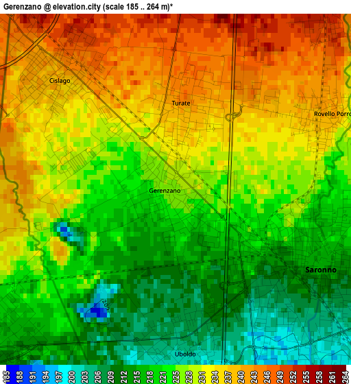 Gerenzano elevation map