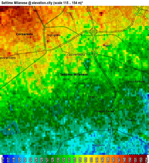 Settimo Milanese elevation map