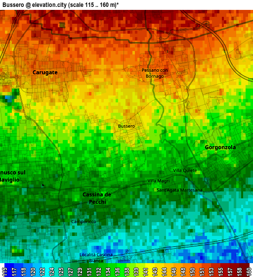 Bussero elevation map