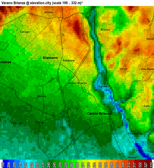 Verano Brianza elevation map