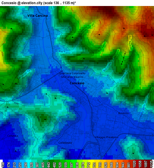 Concesio elevation map