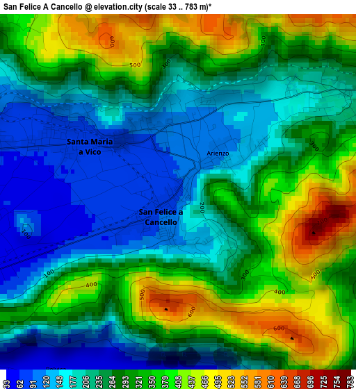 San Felice A Cancello elevation map