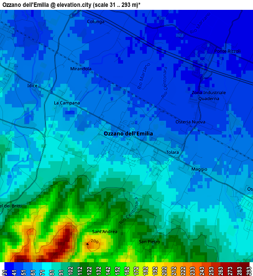 Ozzano dell'Emilia elevation map