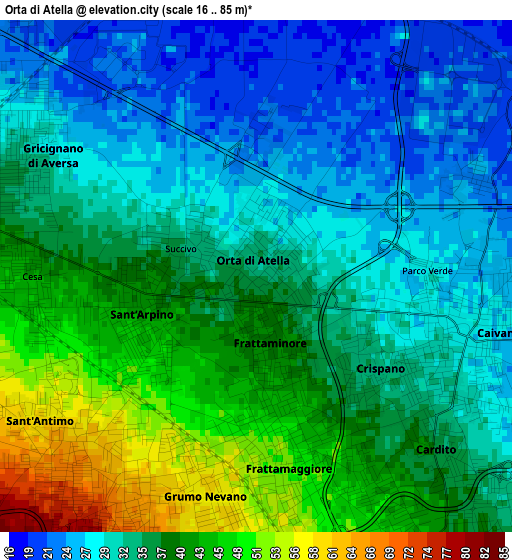 Orta di Atella elevation map