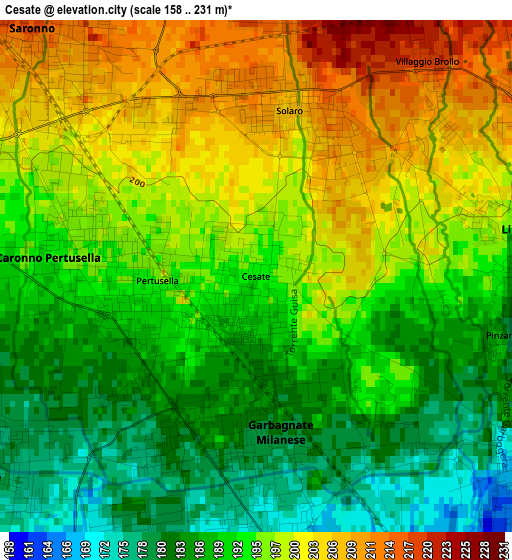 Cesate elevation map