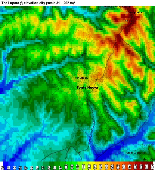 Tor Lupara elevation map