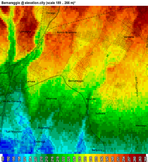 Bernareggio elevation map