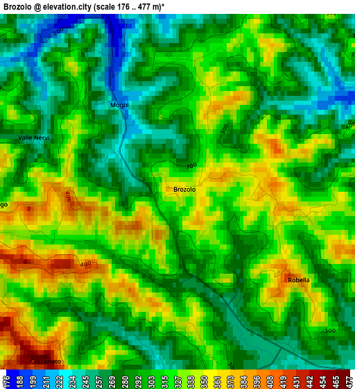 Brozolo elevation map