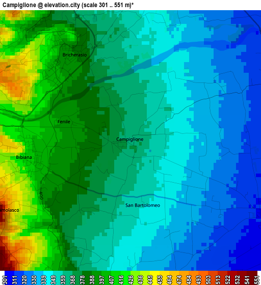 Campiglione elevation map