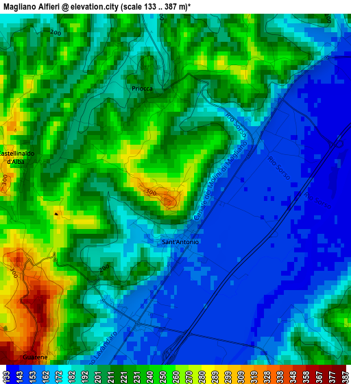 Magliano Alfieri elevation map