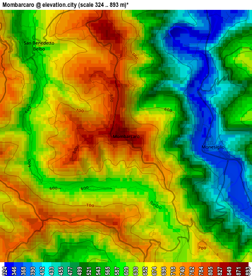 Mombarcaro elevation map