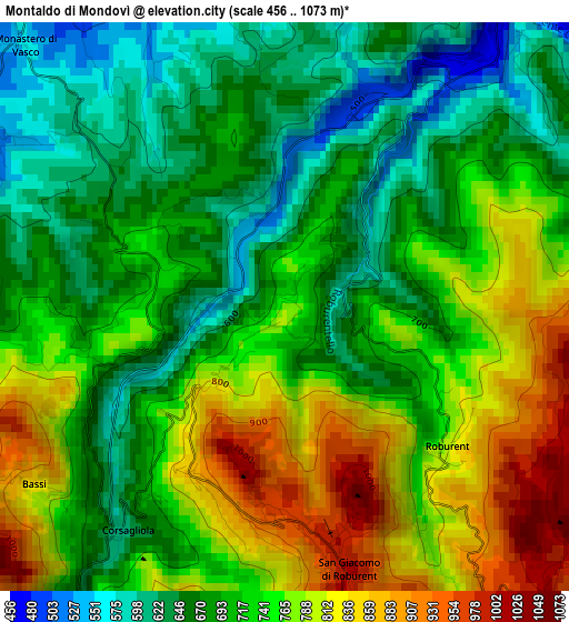 Montaldo di Mondovì elevation map