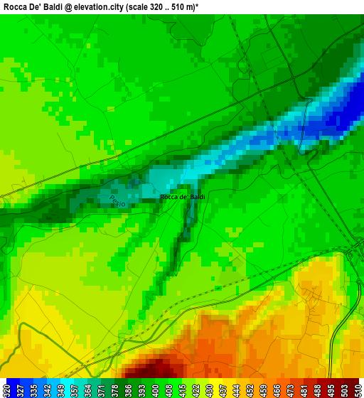 Rocca De' Baldi elevation map