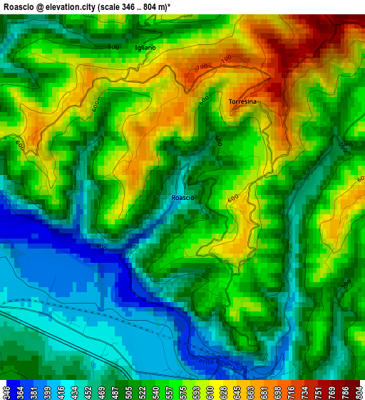 Roascio elevation map