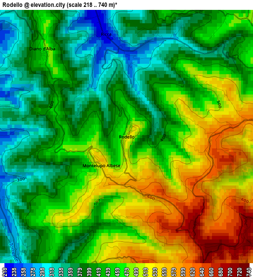 Rodello elevation map