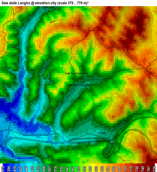 Sale delle Langhe elevation map