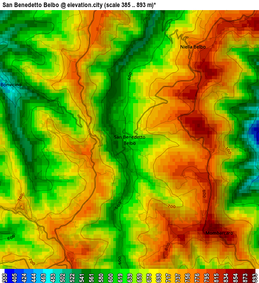 San Benedetto Belbo elevation map