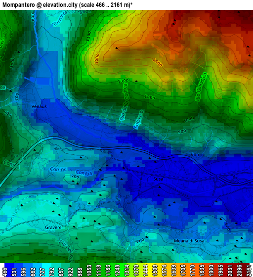 Mompantero elevation map