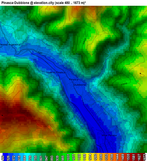 Pinasca-Dubbione elevation map