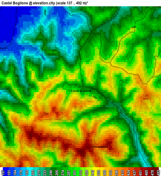 Castel Boglione elevation map