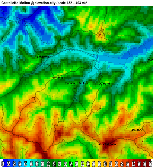 Castelletto Molina elevation map