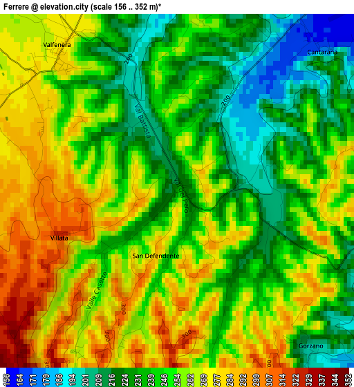 Ferrere elevation map