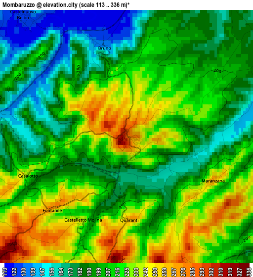 Mombaruzzo elevation map