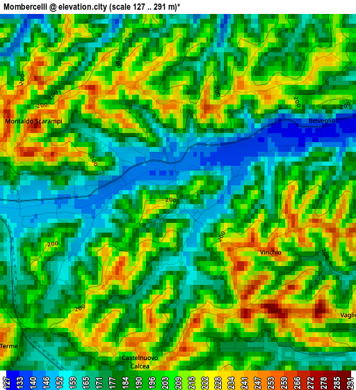 Mombercelli elevation map